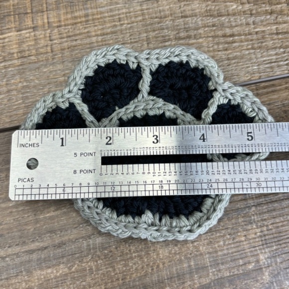 Cat Dog Paw Cup Coasters Set of 4 Handcrafted Crochet by Seller Cotton - Picture 5 of 12
